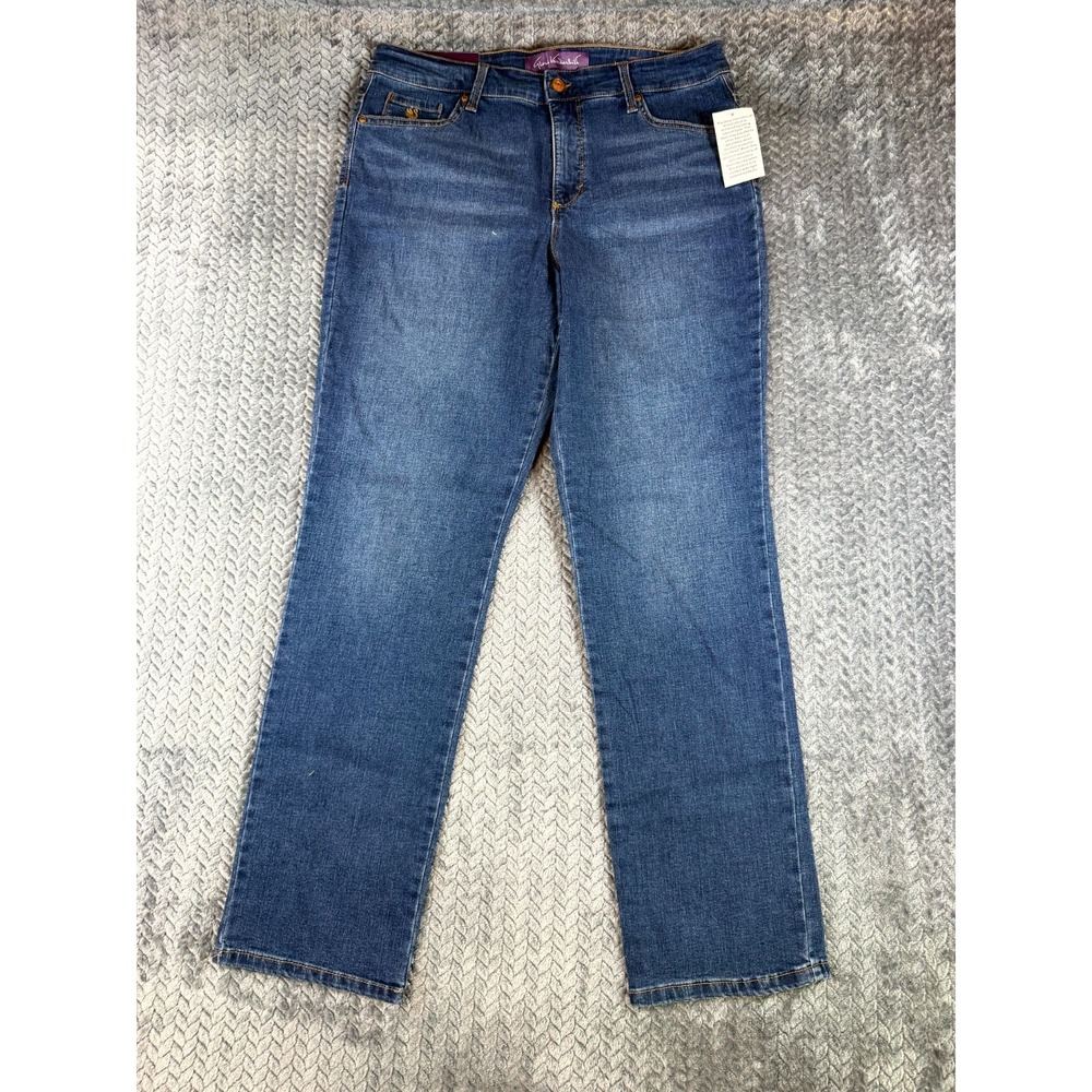 Gloria Vanderbilt Amanda 2.0 Straight Jeans Women 12 Blue Denim Slim Leg Pockets
